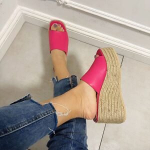 Mules compensées rose